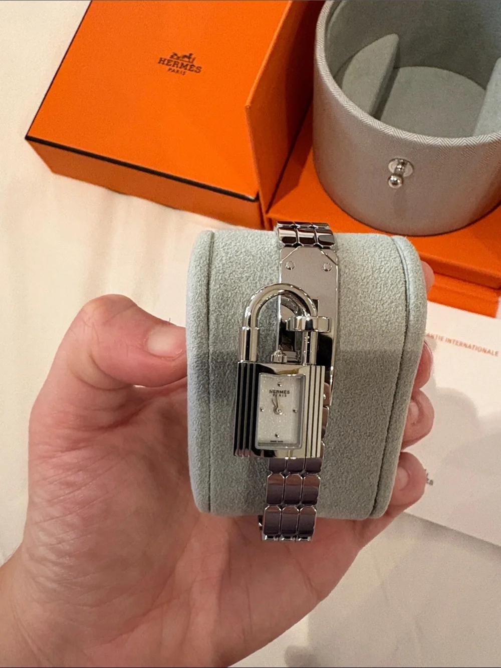 Brand new Hermes Kelly  Stainless Steel Bracelet Watch with Chain Detail